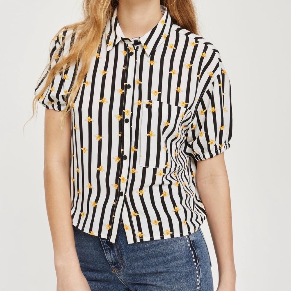 Striped Bee print Women's Top
